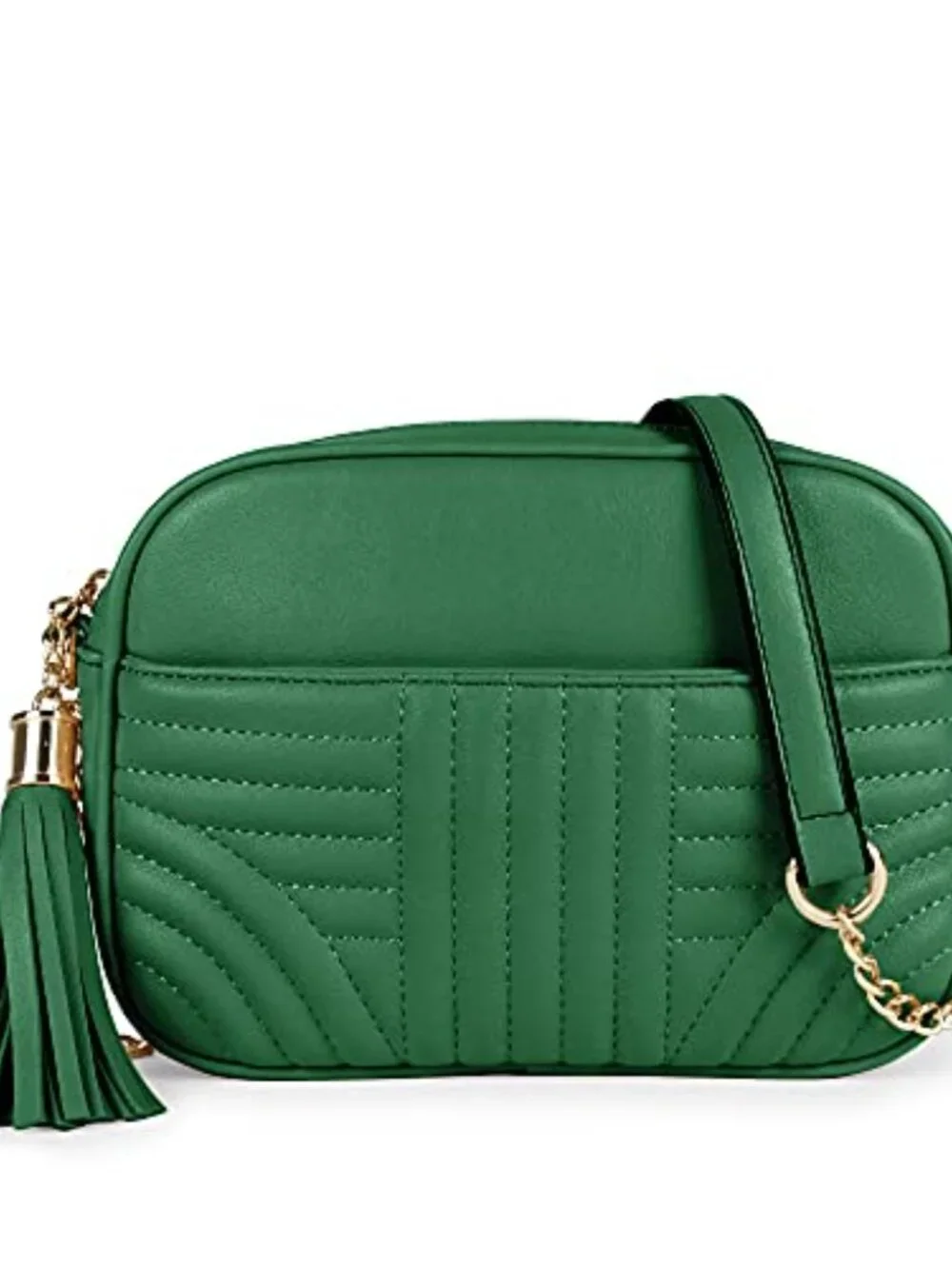 Quilted Crossbody Camera Bag with Tassel - Lightweight Medium Shoulder Purse